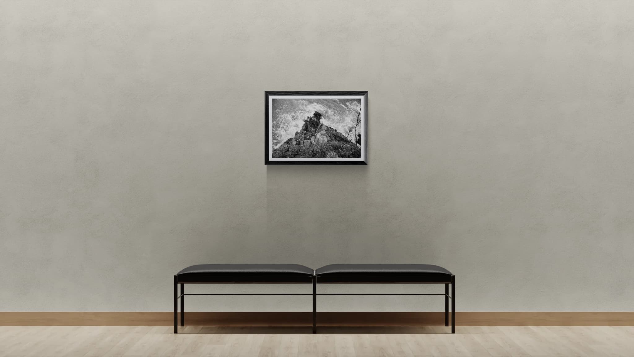 Outcrop shown framed in a gallery setting