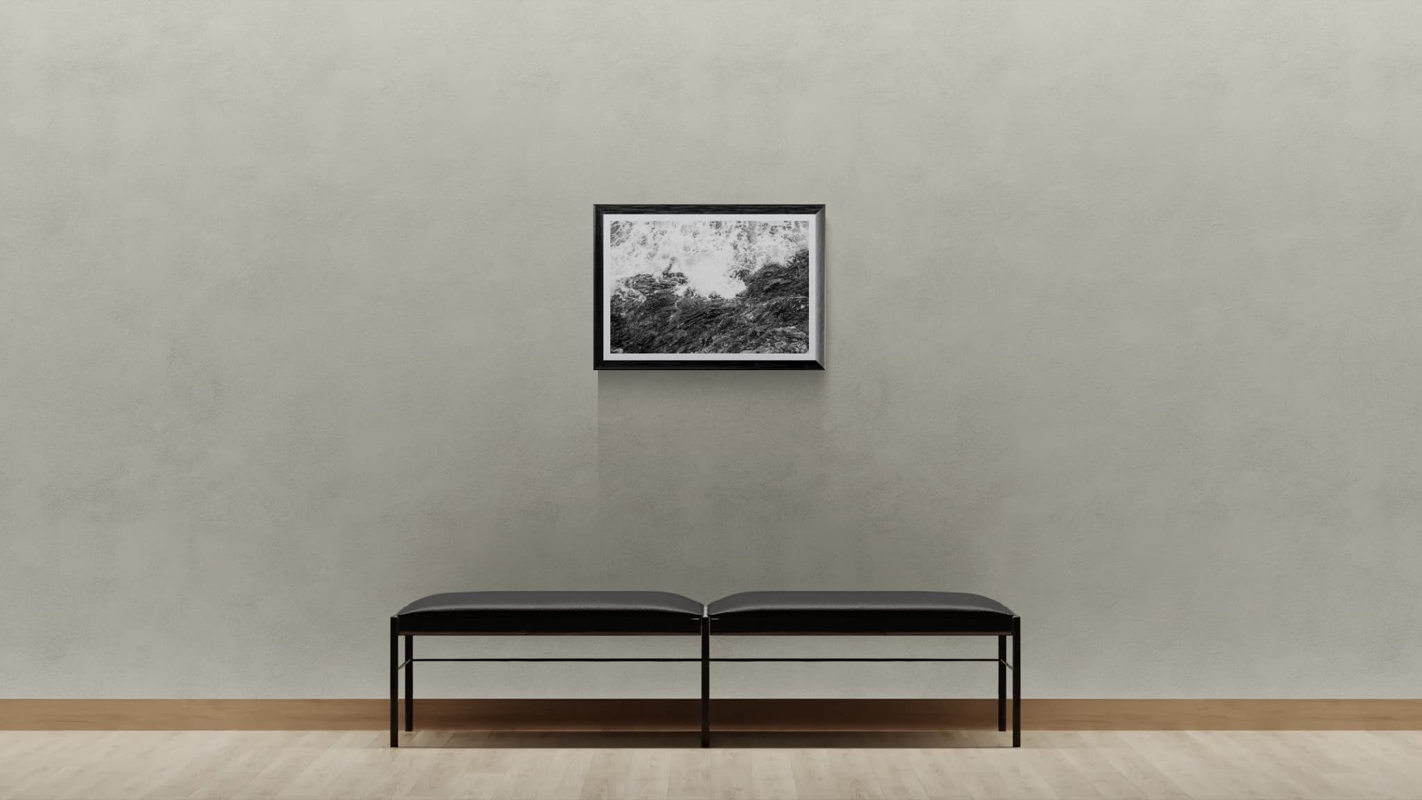 Spume shown framed in a gallery setting